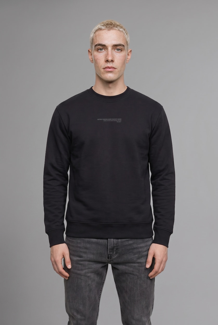 Erkek Siyah Boxy Fıt Baskılı Sweatshirt