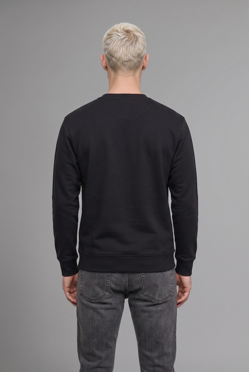Erkek Siyah Boxy Fıt Baskılı Sweatshirt