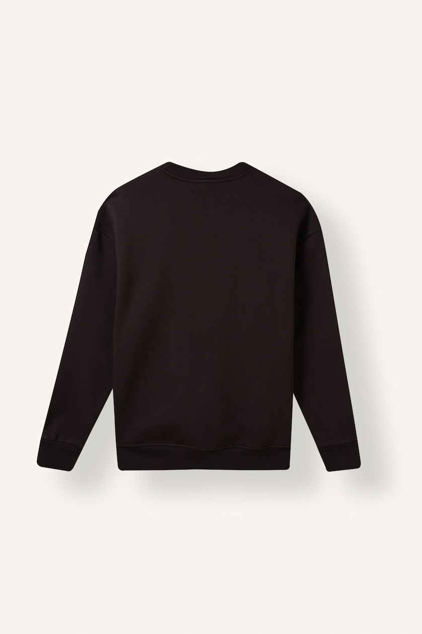 MAN Brown Boxy Fit Printed Crew Neck Sweatshirt