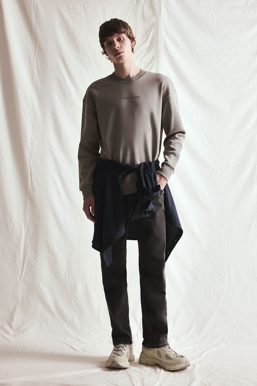 MAN Grey Boxy Fit Long Sleeve Cotton Crew Neck Printed Sweatshirt