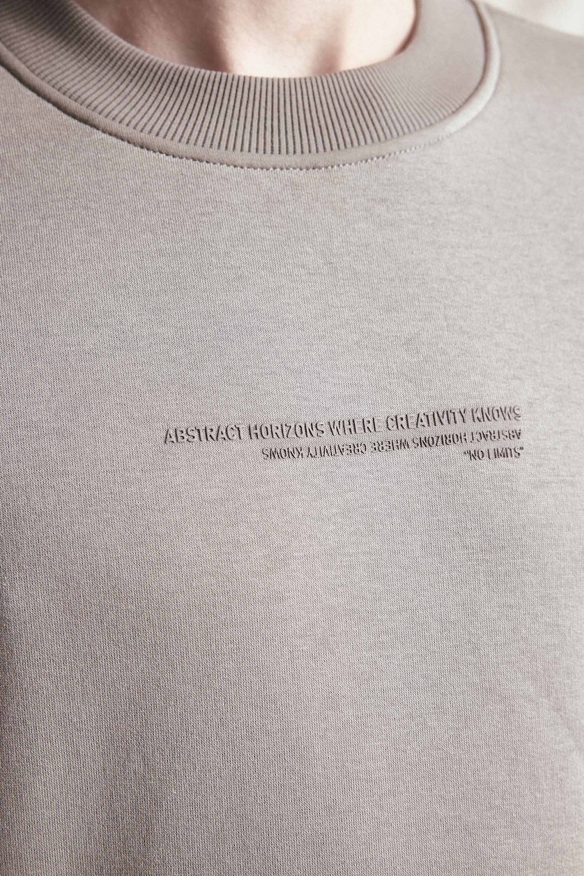 MAN Grey Boxy Fit Long Sleeve Cotton Crew Neck Printed Sweatshirt