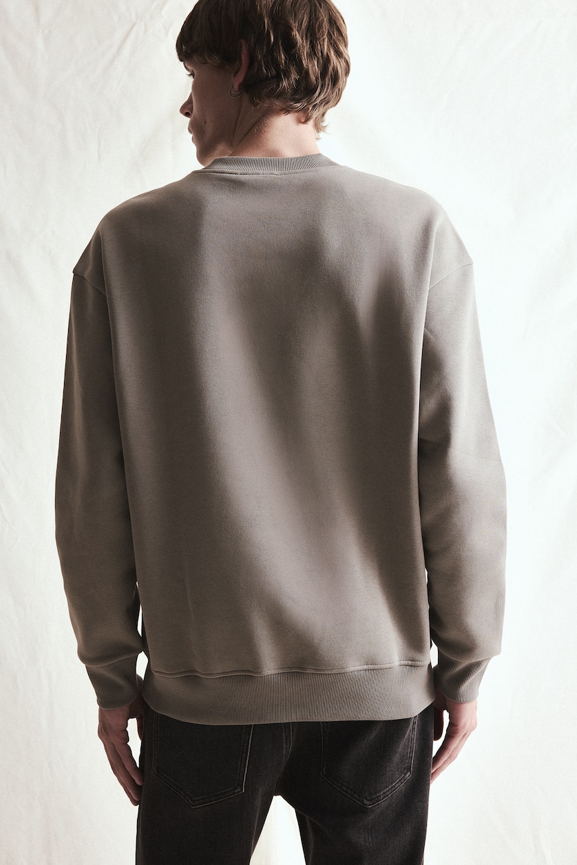 MAN Grey Boxy Fit Long Sleeve Cotton Crew Neck Printed Sweatshirt