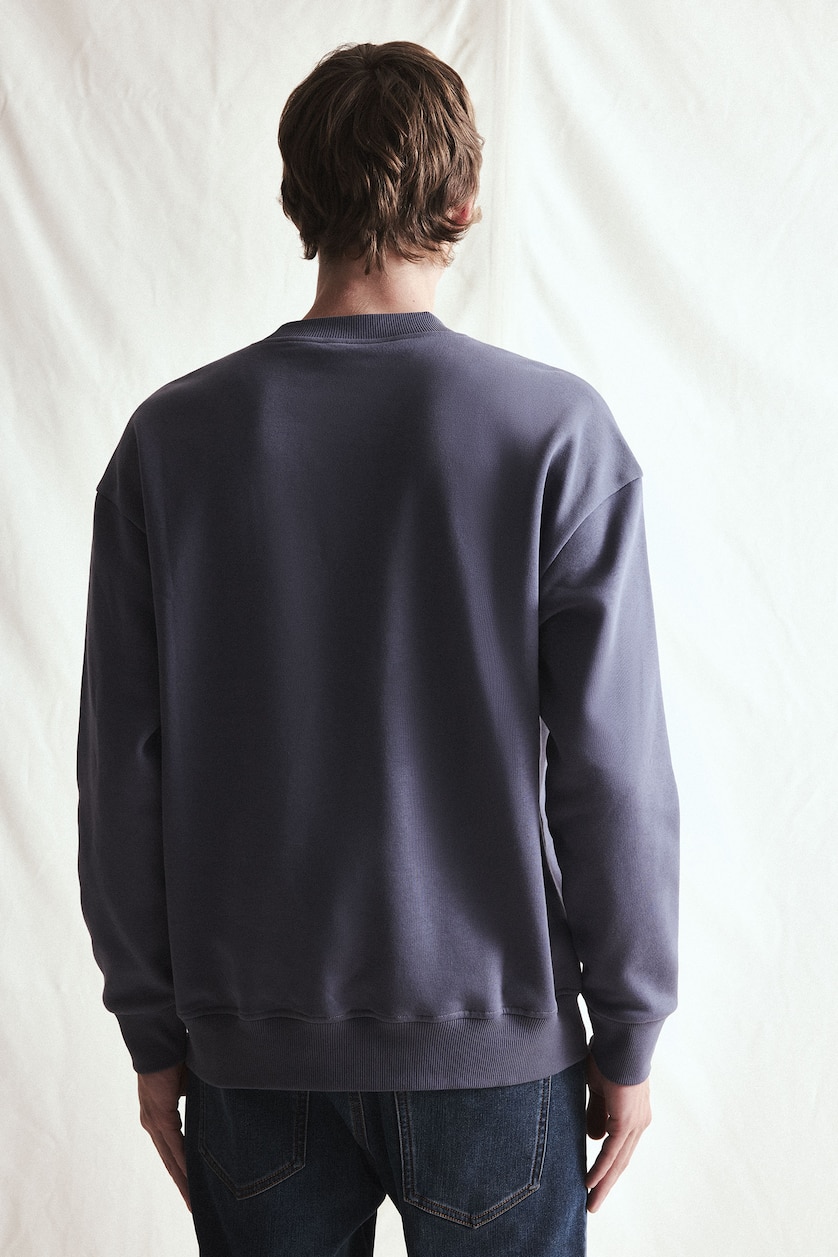 MAN Grey Boxy Fit Crew Neck Printed Sweatshirt