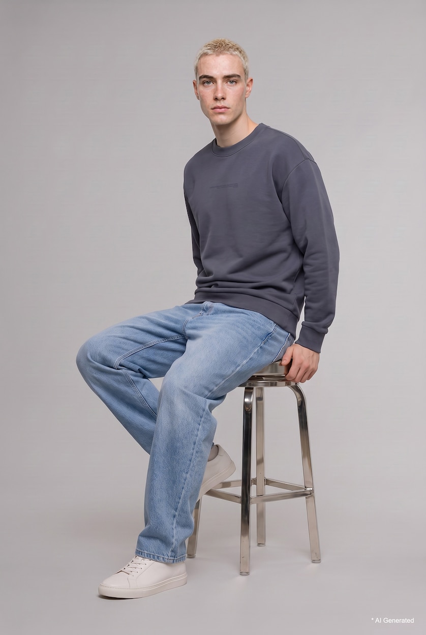 Ерлер Сұр Boxy Fit свитшот