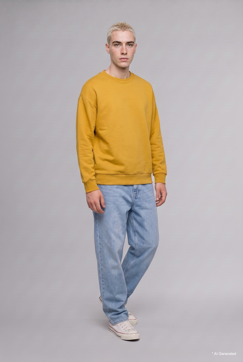 Мужчины Темно-желтый Свитшот Boxy Fit