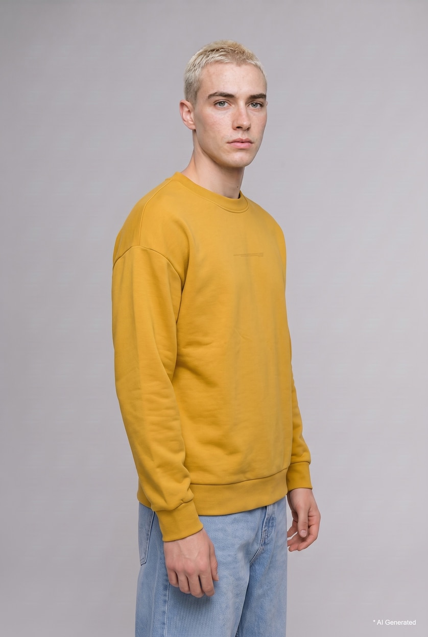 Мужчины Темно-желтый Свитшот Boxy Fit