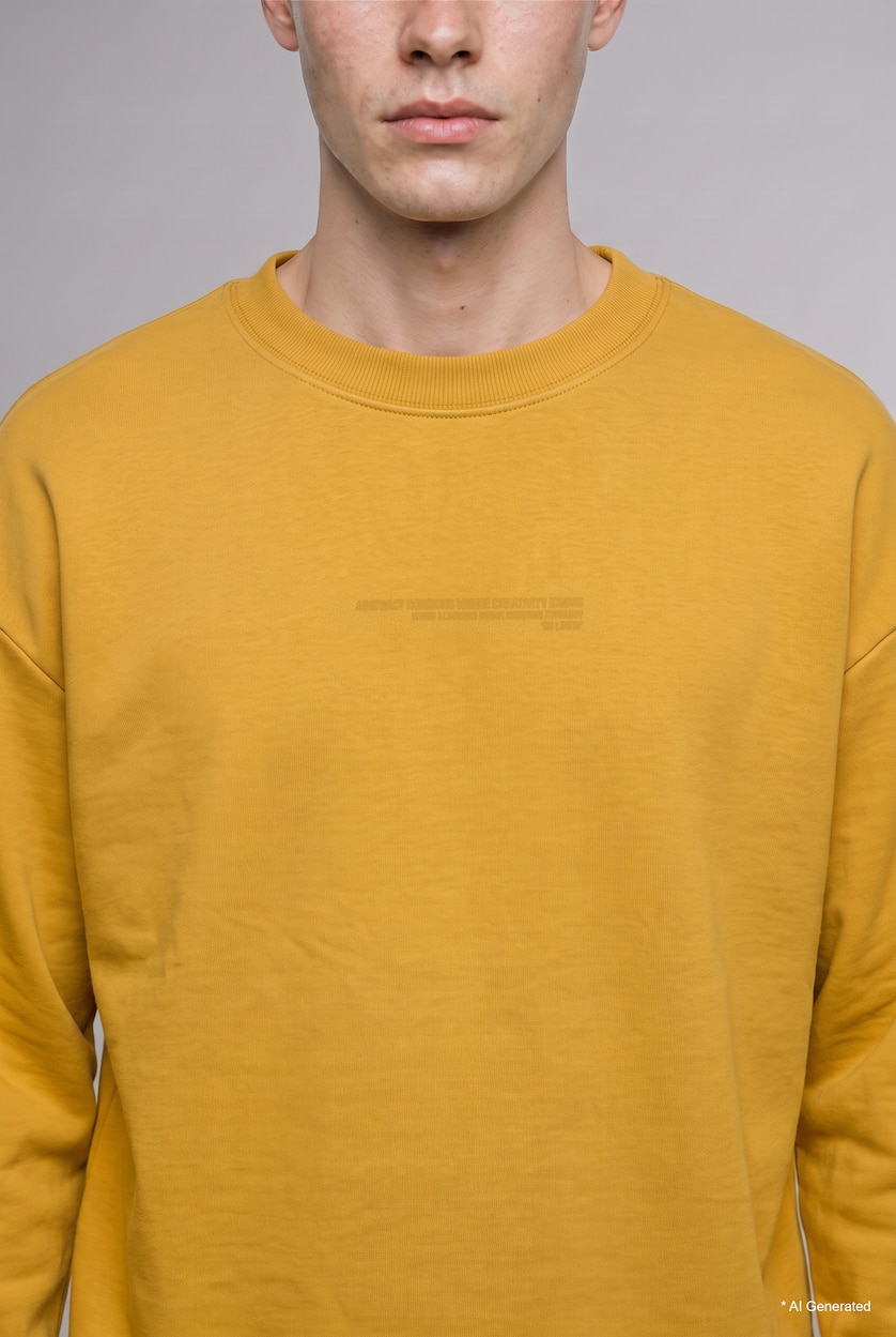 Мужчины Темно-желтый Свитшот Boxy Fit