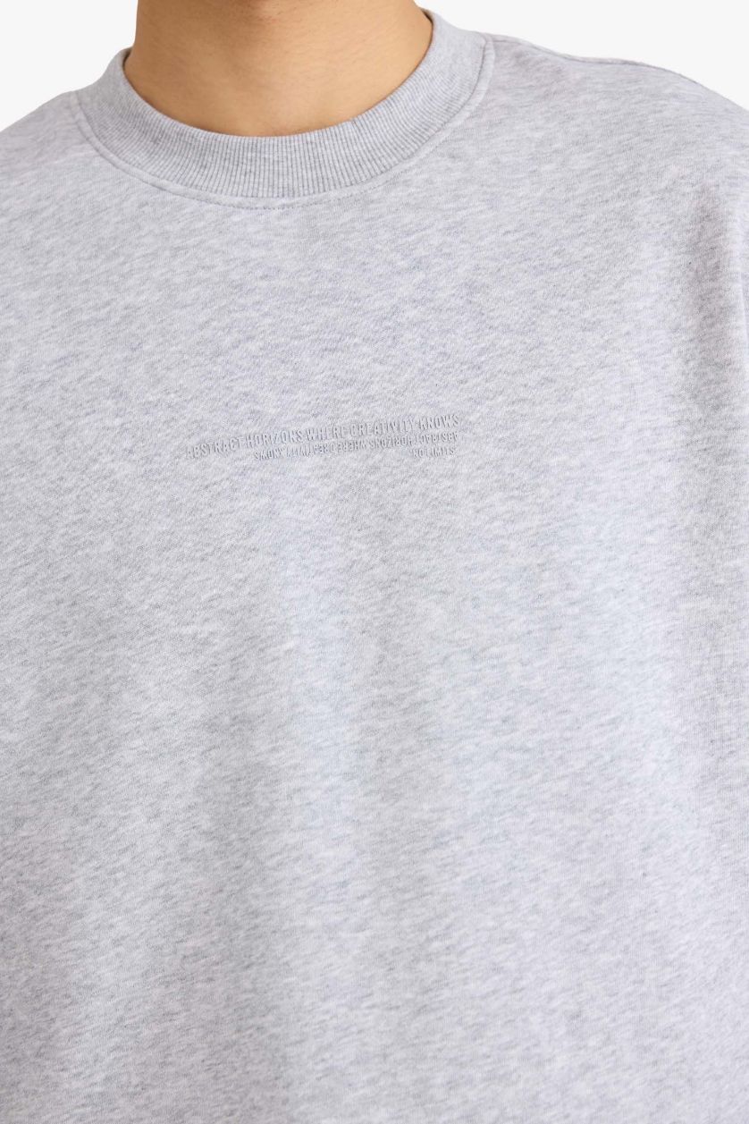 رجال ميلانج رمادي سويت شيرت اوفر سايز بياخة مستديرة