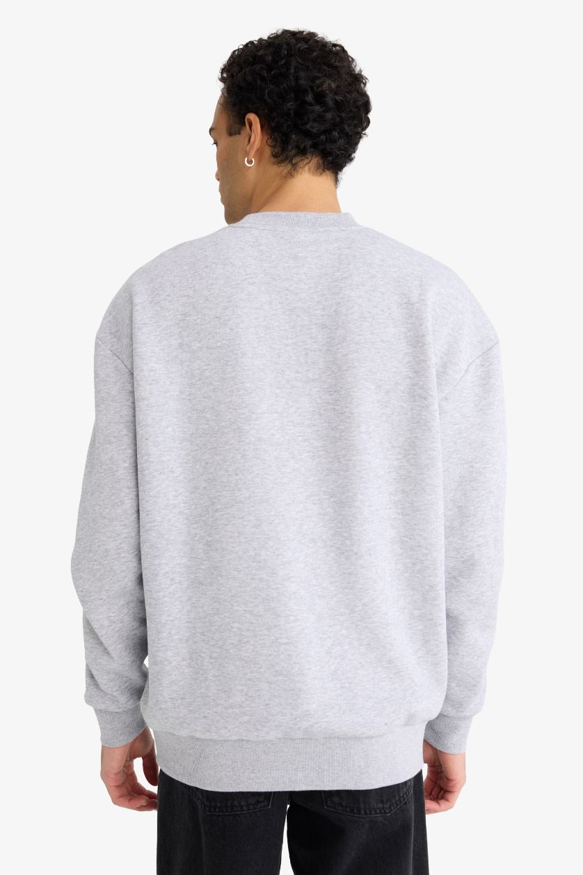 رجال ميلانج رمادي سويت شيرت اوفر سايز بياخة مستديرة