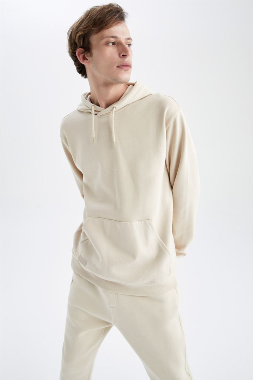 HOMME Beige Sweat À Capuche Coupe Classique