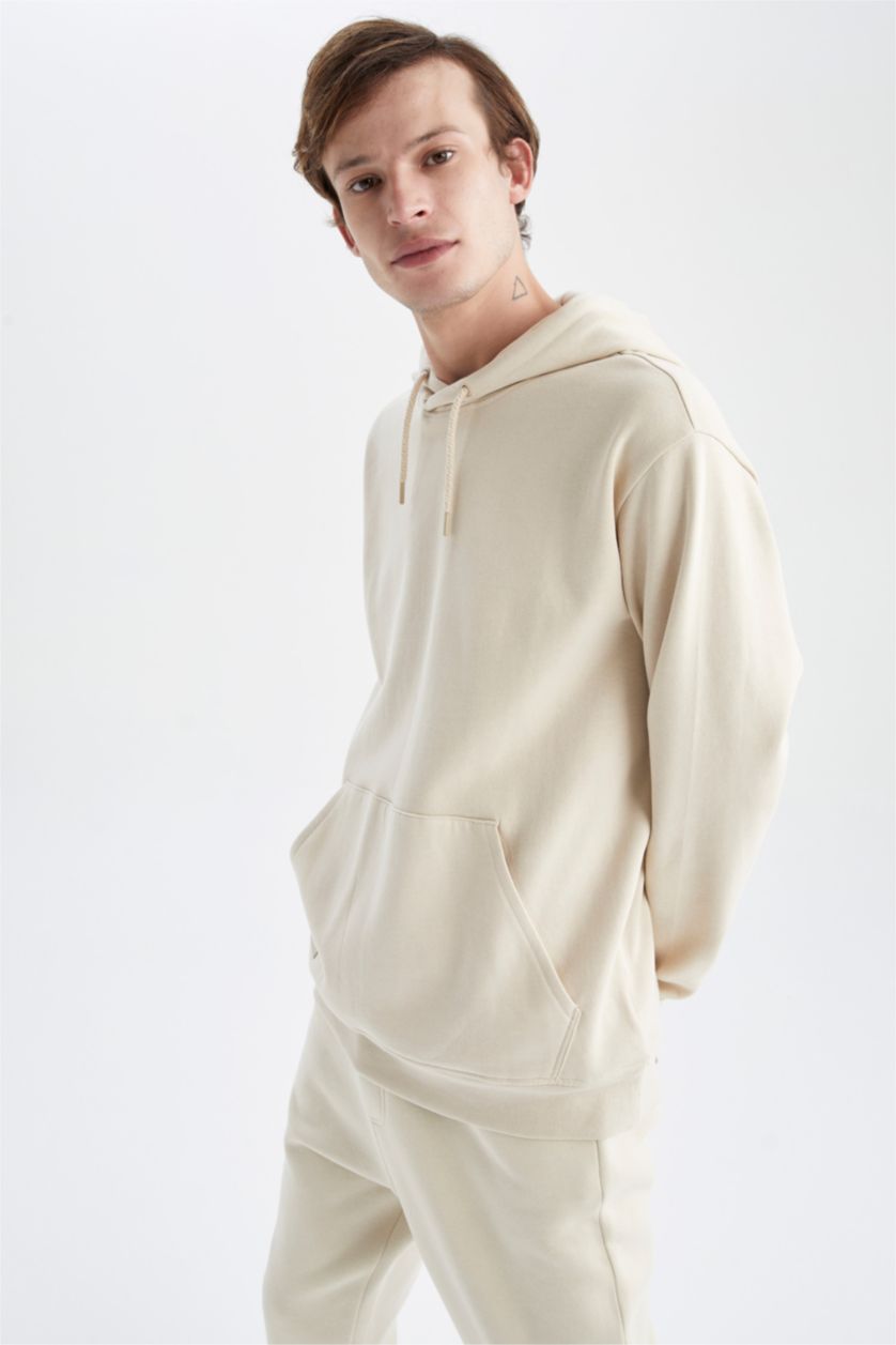 HOMME Beige Sweat À Capuche Coupe Classique