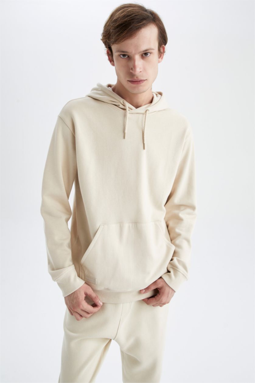 HOMME Beige Sweat À Capuche Coupe Classique