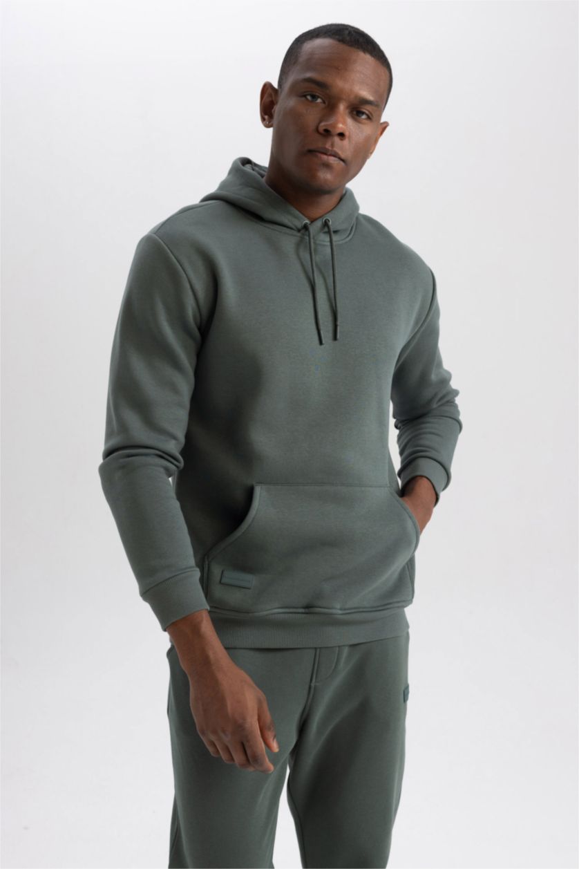 HOMME Vert Sweat À Capuche Regular Fit İmprimé