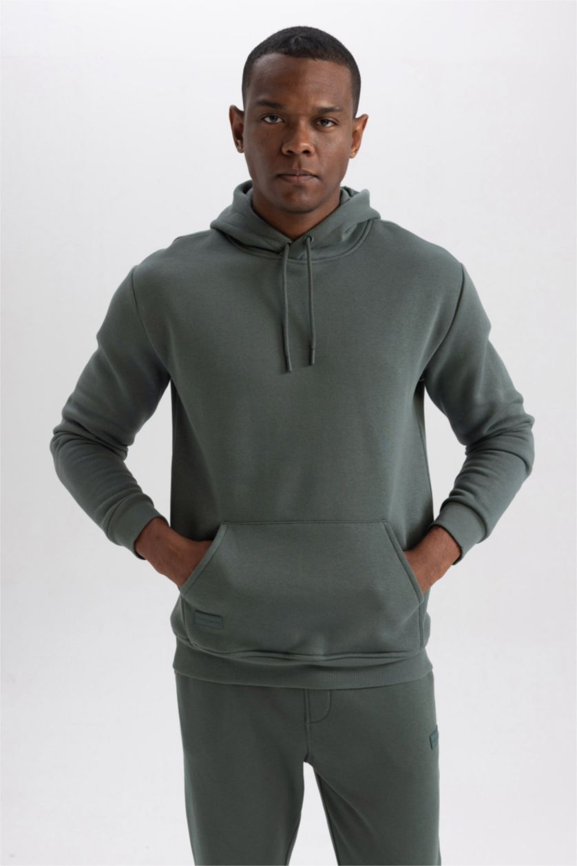 HOMME Vert Sweat À Capuche Regular Fit İmprimé