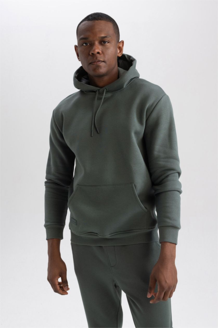 HOMME Vert Sweat À Capuche Regular Fit İmprimé