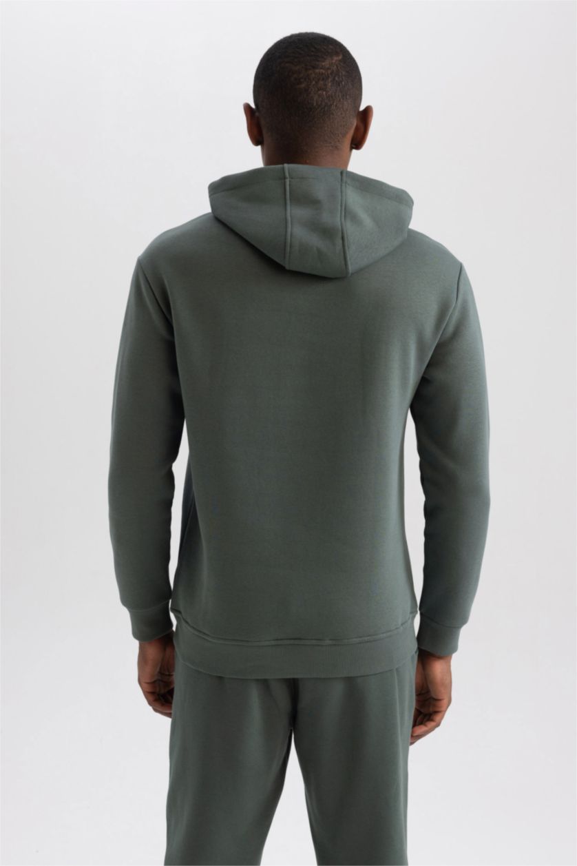 HOMME Vert Sweat À Capuche Regular Fit İmprimé