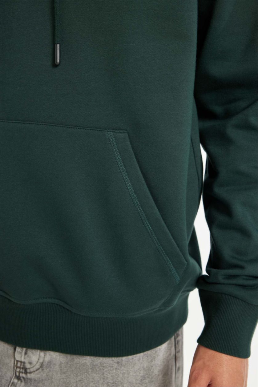 HOMME Vert Foncé Sweat à capuche basique qvec poche Coupe régulière