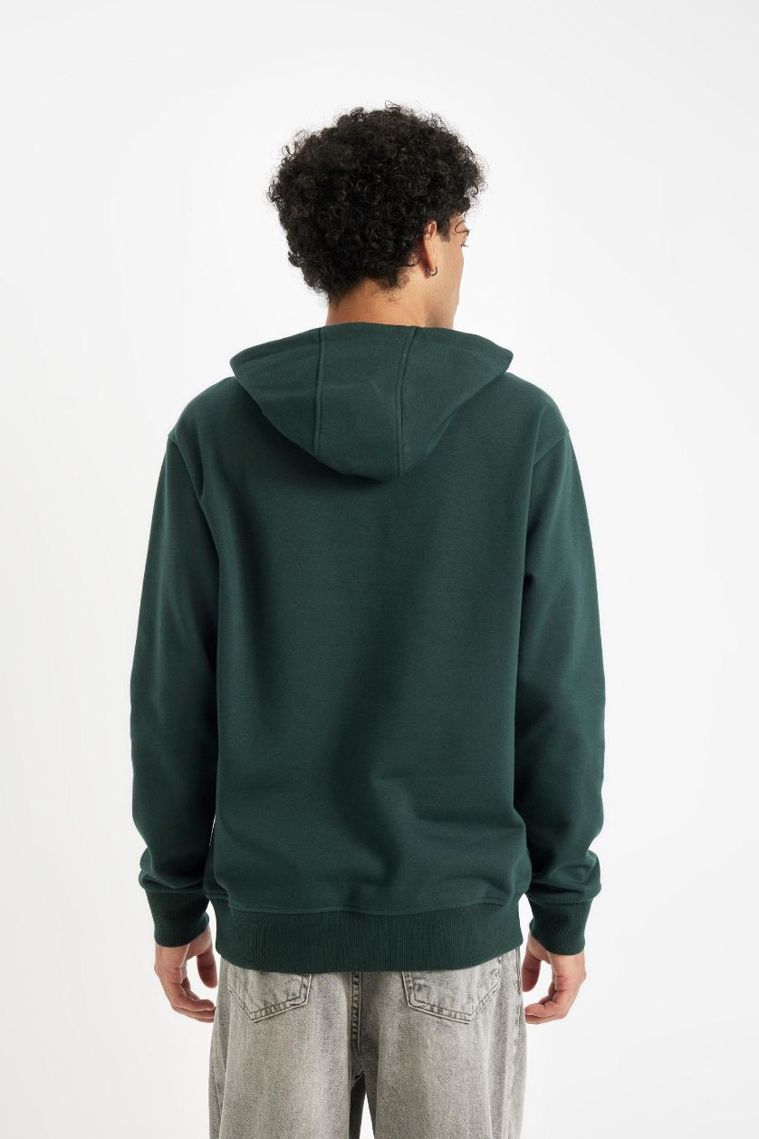 HOMME Vert Foncé Sweat à capuche basique qvec poche Coupe régulière