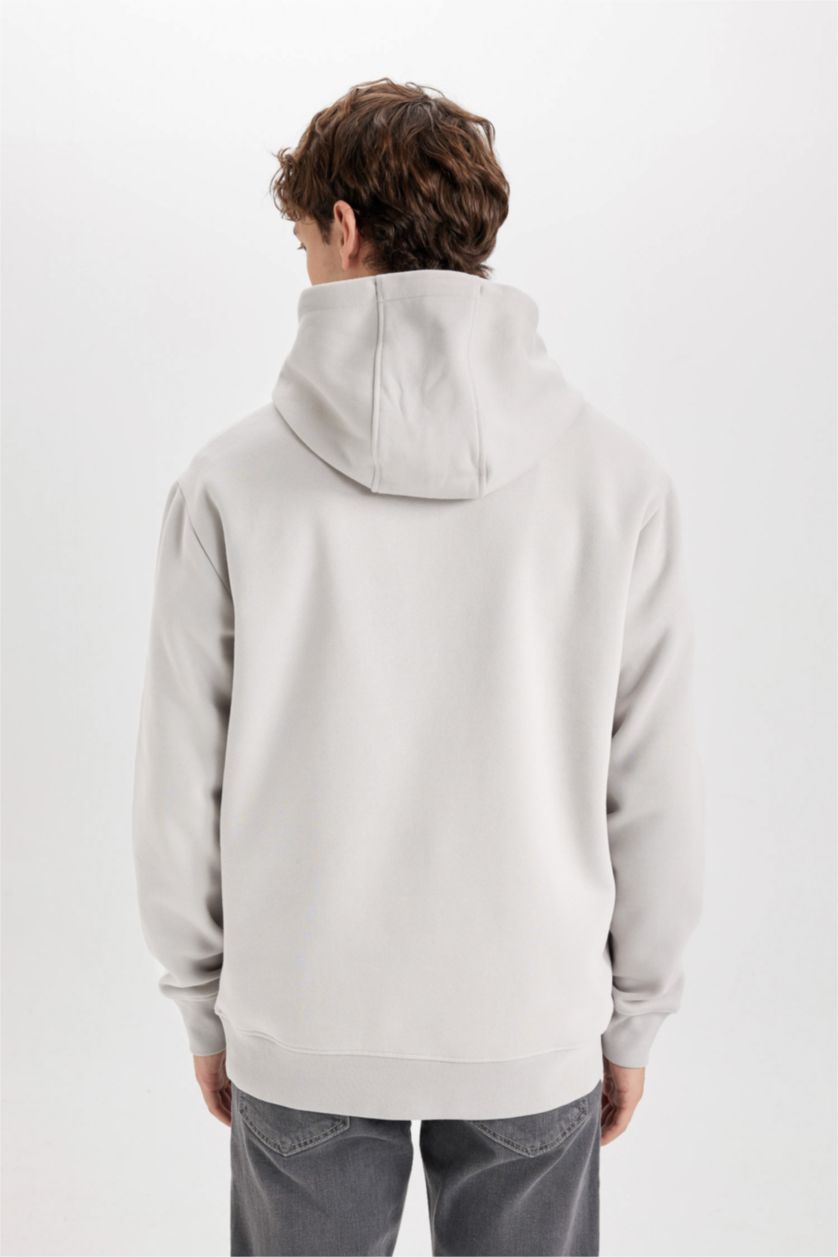 MAN Light Grey Regular Fit Long Sleeve Hoodie