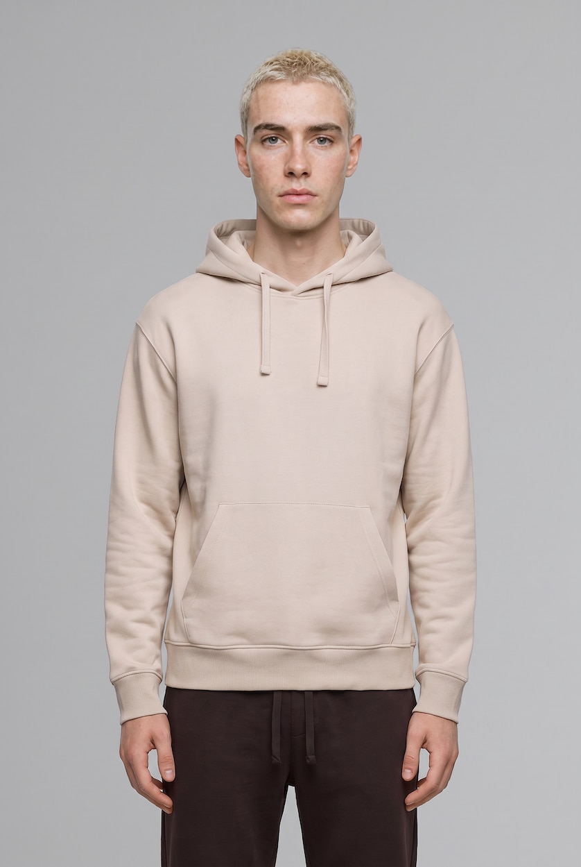 HOMME Beige Sweat à capuche basique avec poche kangourou Coupe régulière