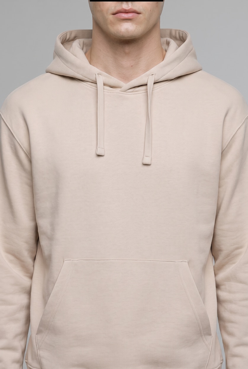 HOMME Beige Sweat à capuche basique avec poche kangourou Coupe régulière