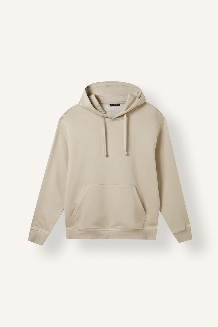 HOMME Beige Sweat à capuche basique avec poche kangourou Coupe régulière