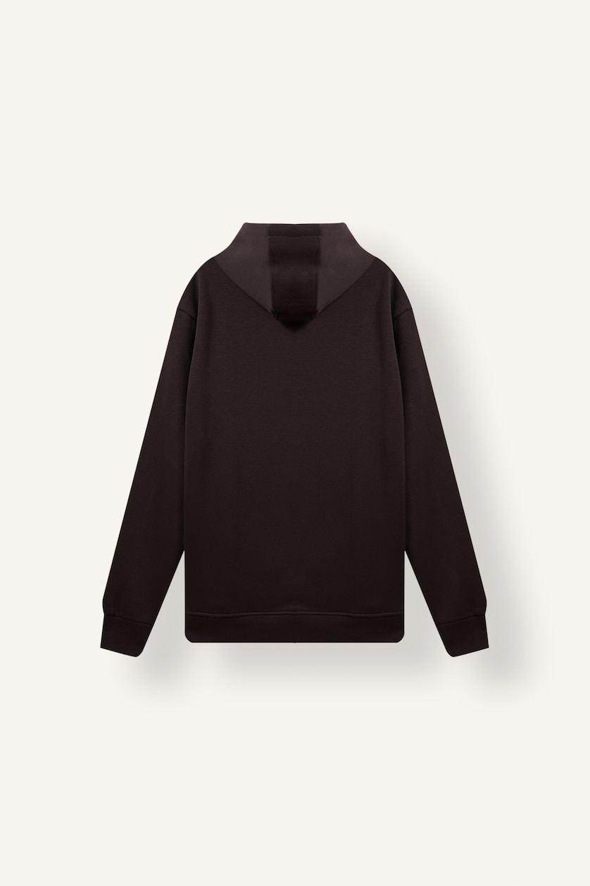 Erkek Kahve Regular Fit Kapüşonlu Basic Sweatshirt