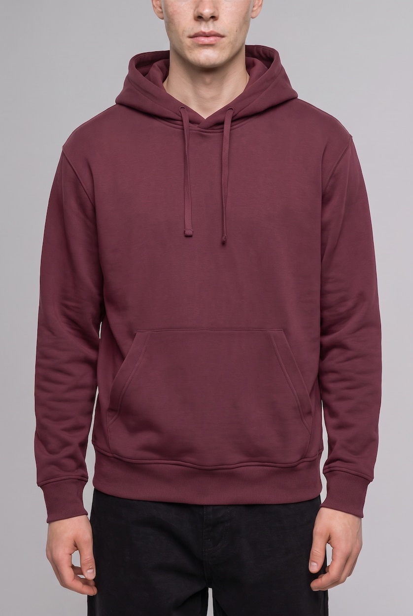 HOMME Bordeaux Clair Sweat à capuche basique avec poche kangourou Coupe régulière