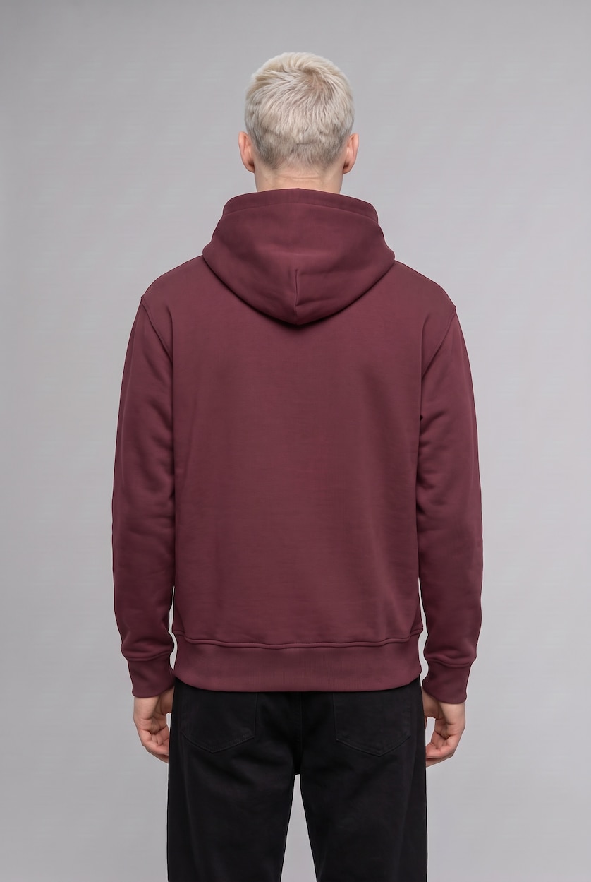 HOMME Bordeaux Clair Sweat à capuche basique avec poche kangourou Coupe régulière