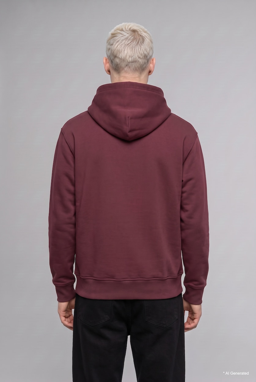 MESHKUJ Light Bordeaux Regular Fit with Soft Fleece Lining and Kangaroo Pocket Hooded Basic Sweatshirt
