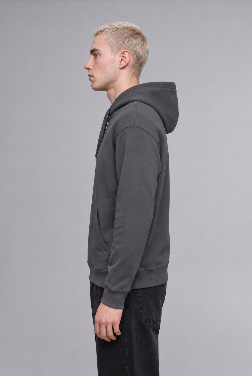 Erkek Gri Regular Fit Kapüşonlu Basic Sweatshirt