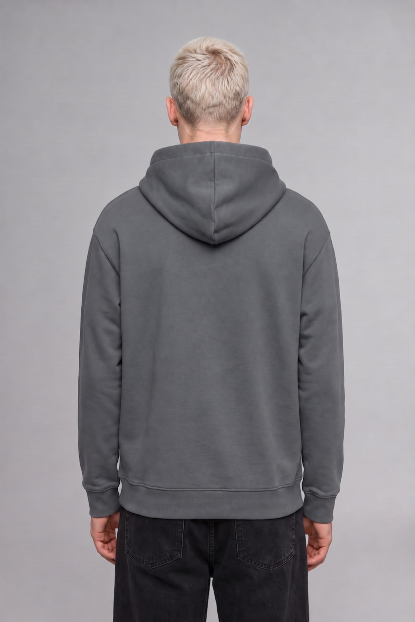 Erkek Gri Regular Fit Kapüşonlu Basic Sweatshirt