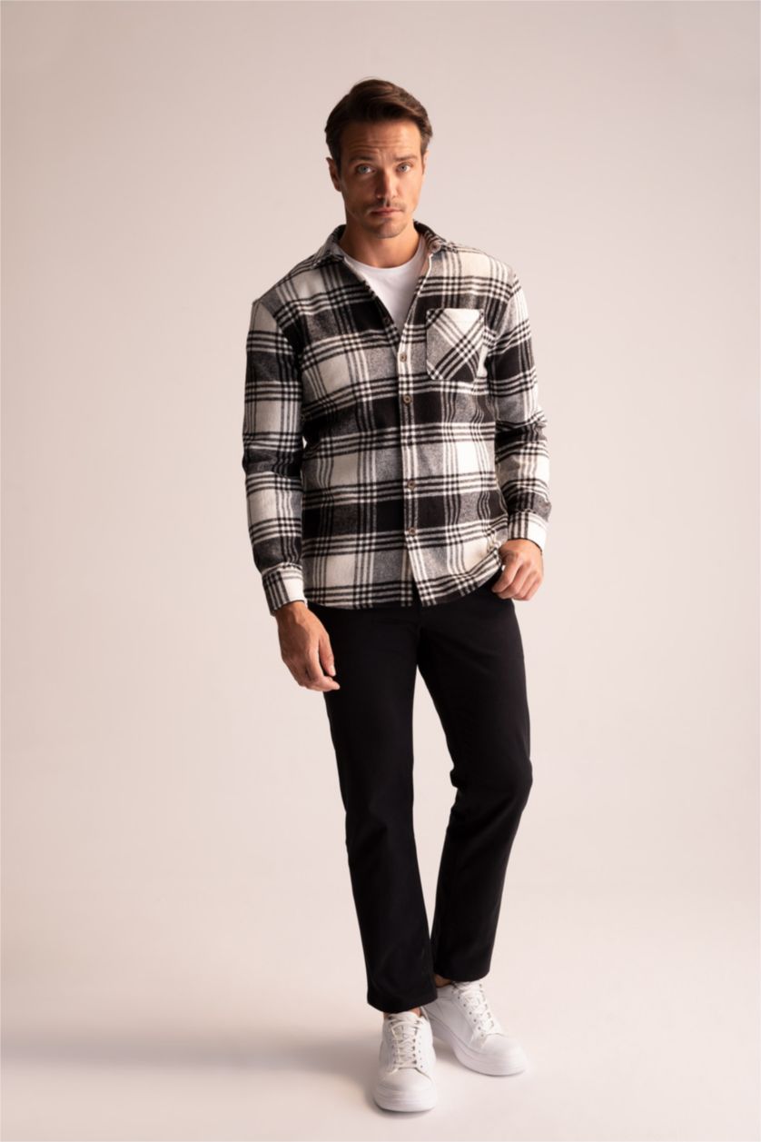 MAN Black Regular Fit Checkered Long Sleeve Shirt