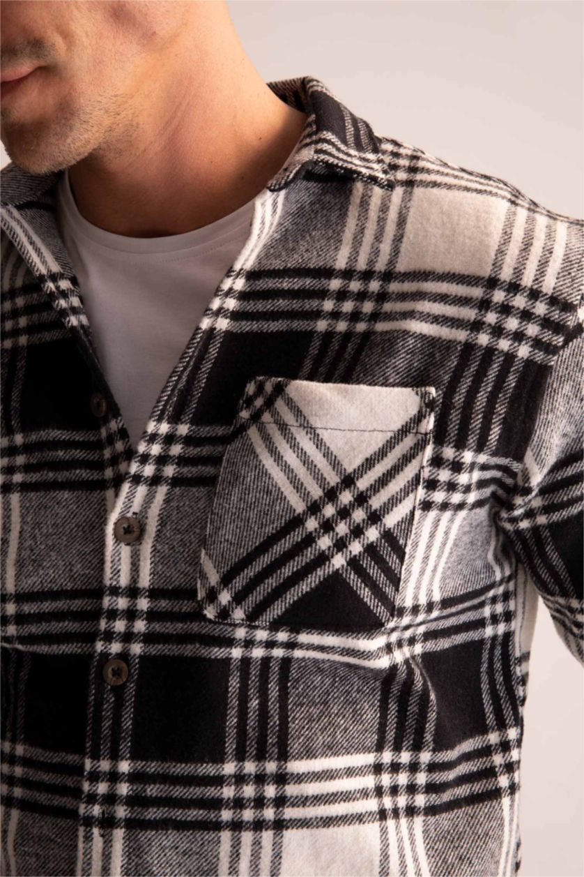 MAN Black Regular Fit Checkered Long Sleeve Shirt