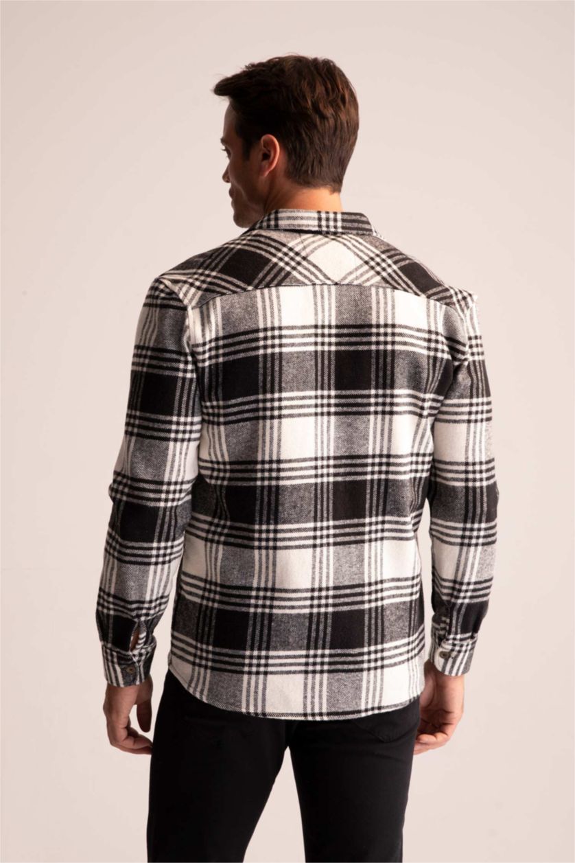 MAN Black Regular Fit Checkered Long Sleeve Shirt