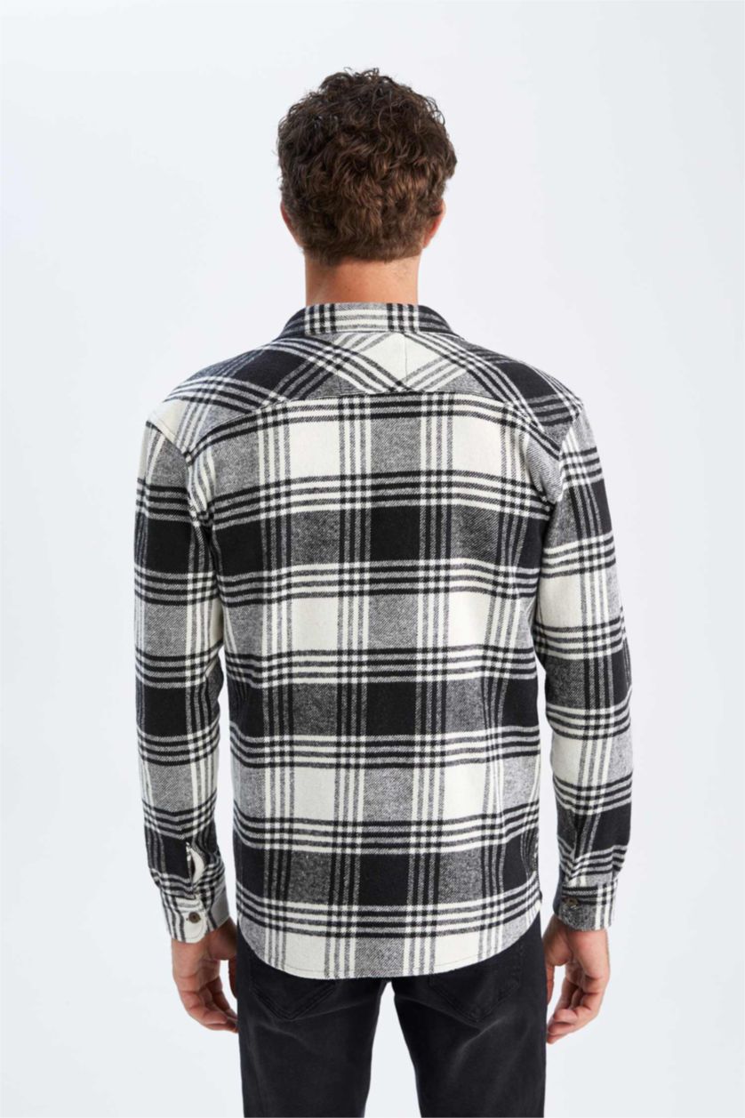 MAN Black Regular Fit Checkered Long Sleeve Shirt