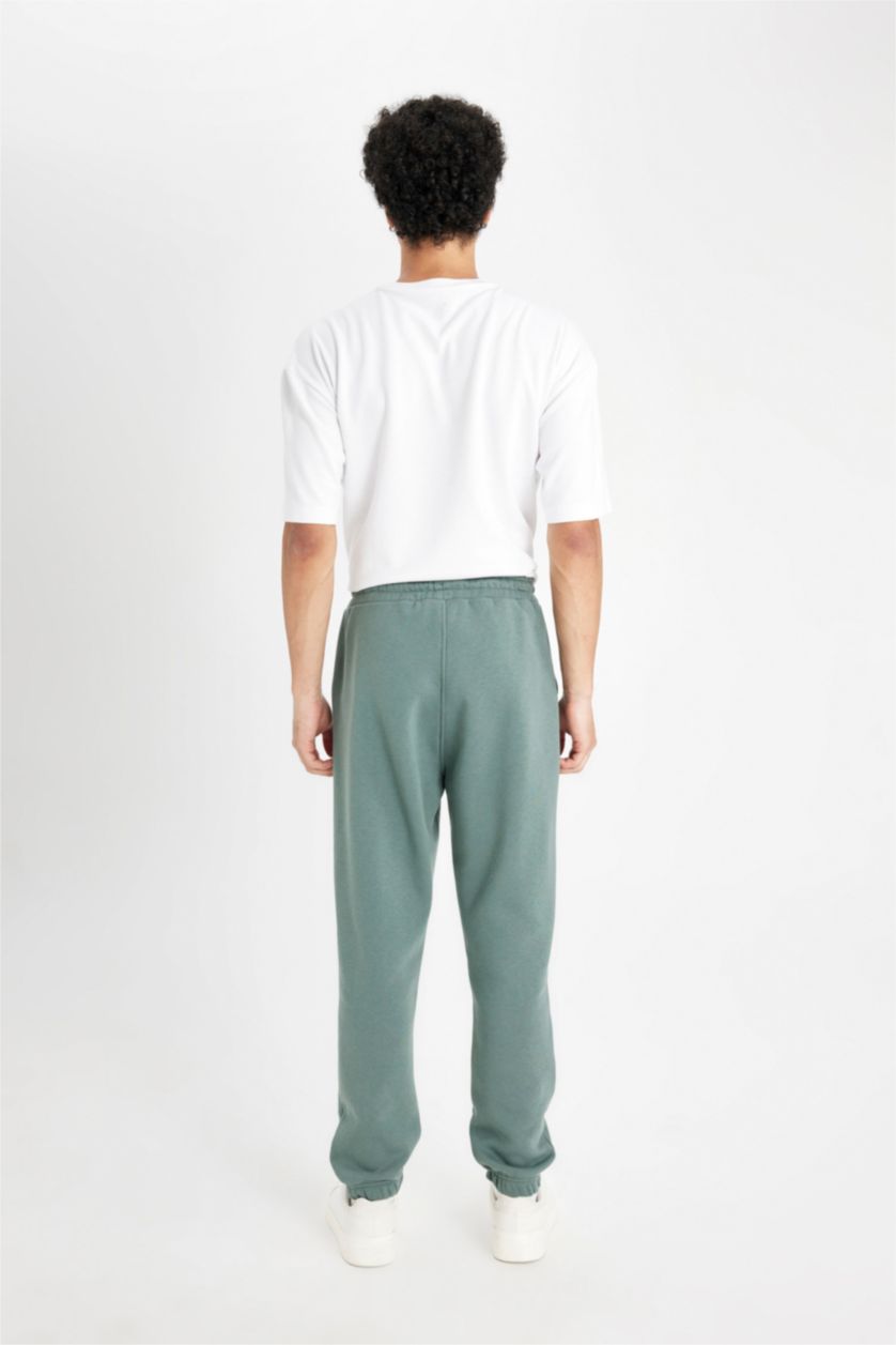 Erkek Yeşil Regular Fit Jogger Eşofman Altı Cepli Beli Paçası Lastikli