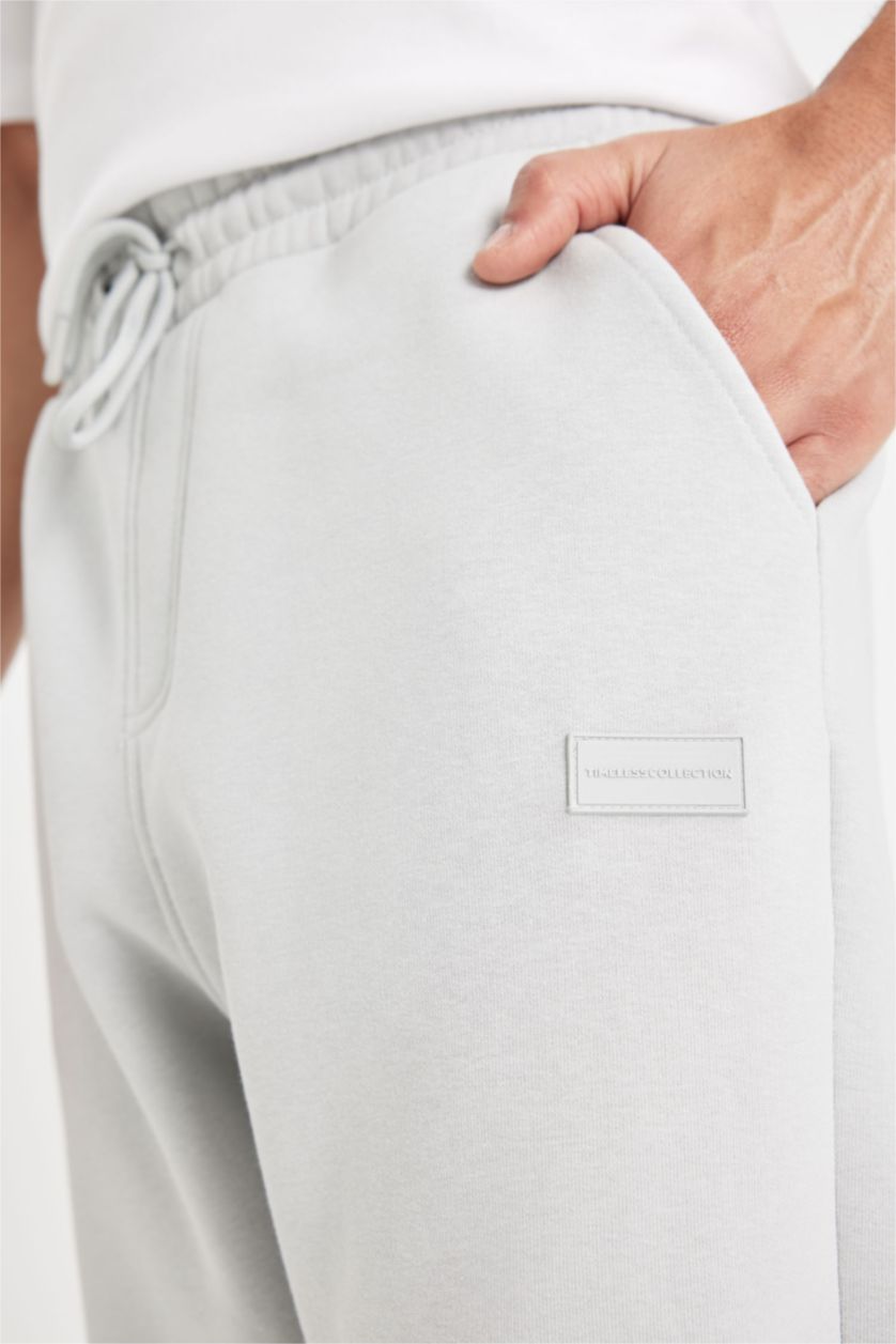 Erkek Açık Gri Regular Fit Jogger Eşofman Altı Cepli Beli Paçası Lastikli