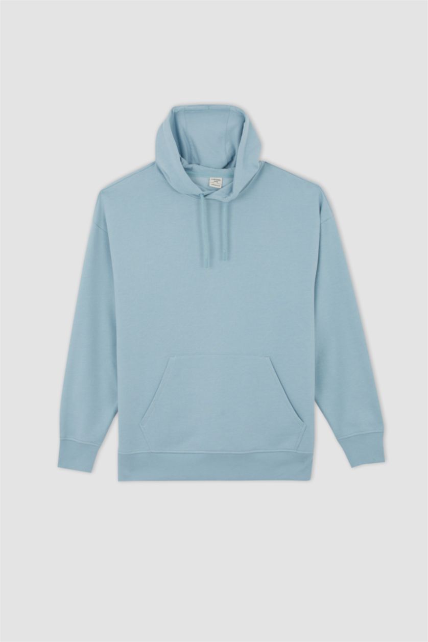 Мужчины Голубрй Свитшот оверсайз с капюшоном для мужчин