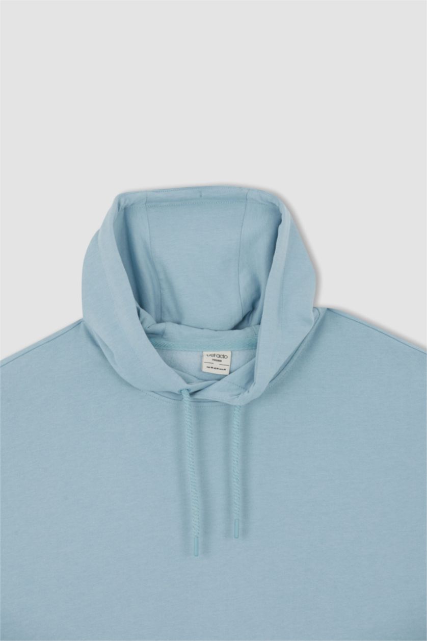 Мужчины Голубрй Свитшот оверсайз с капюшоном для мужчин