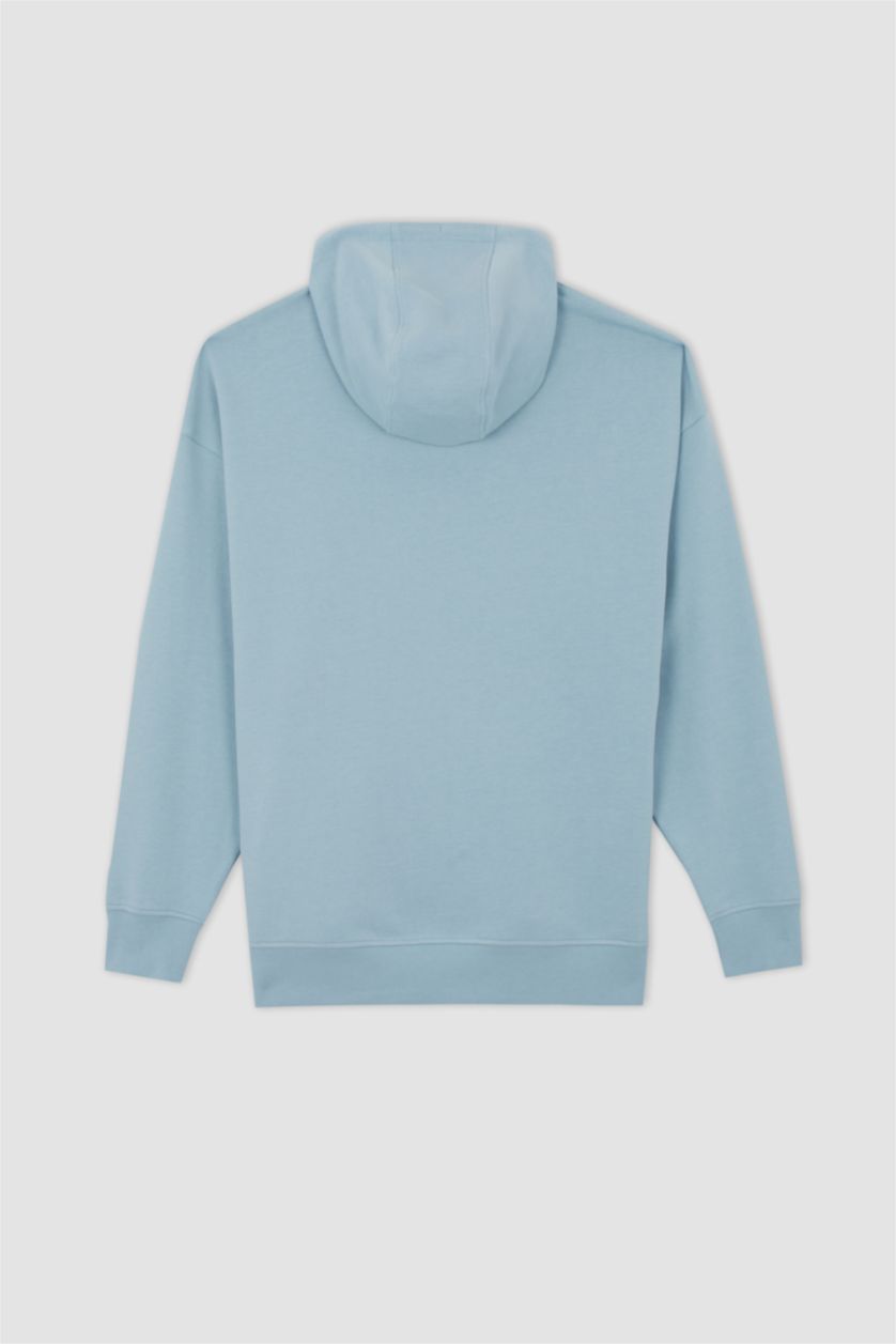 Мужчины Голубрй Свитшот оверсайз с капюшоном для мужчин