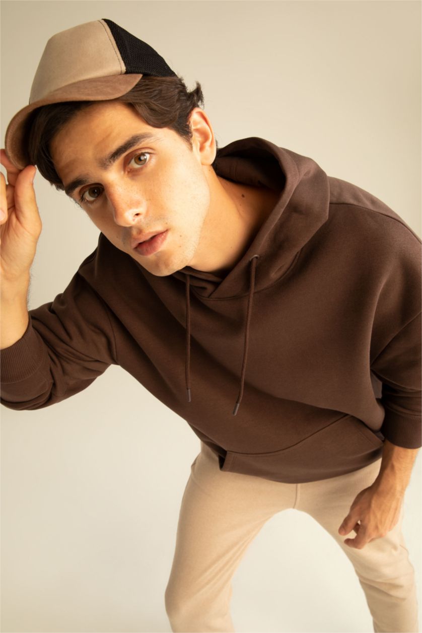 Erkek Kahve Oversıze Sweatshirt
