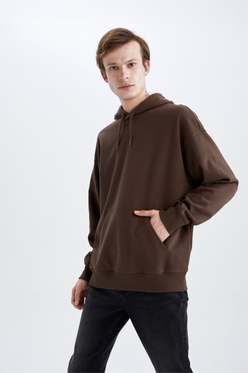 Erkek Kahve Oversıze Sweatshirt