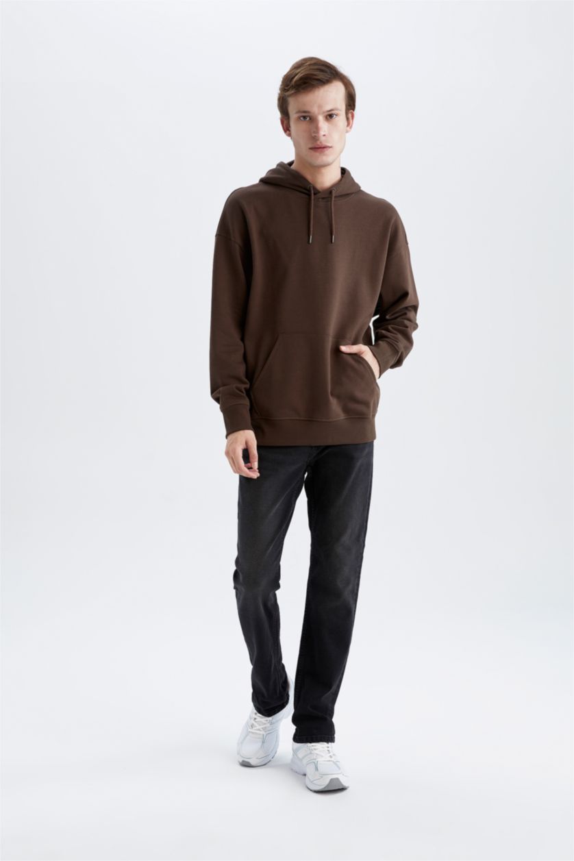 Erkek Kahve Oversıze Sweatshirt