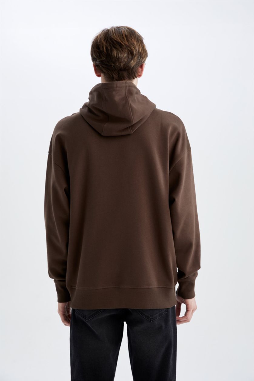 Erkek Kahve Oversıze Sweatshirt