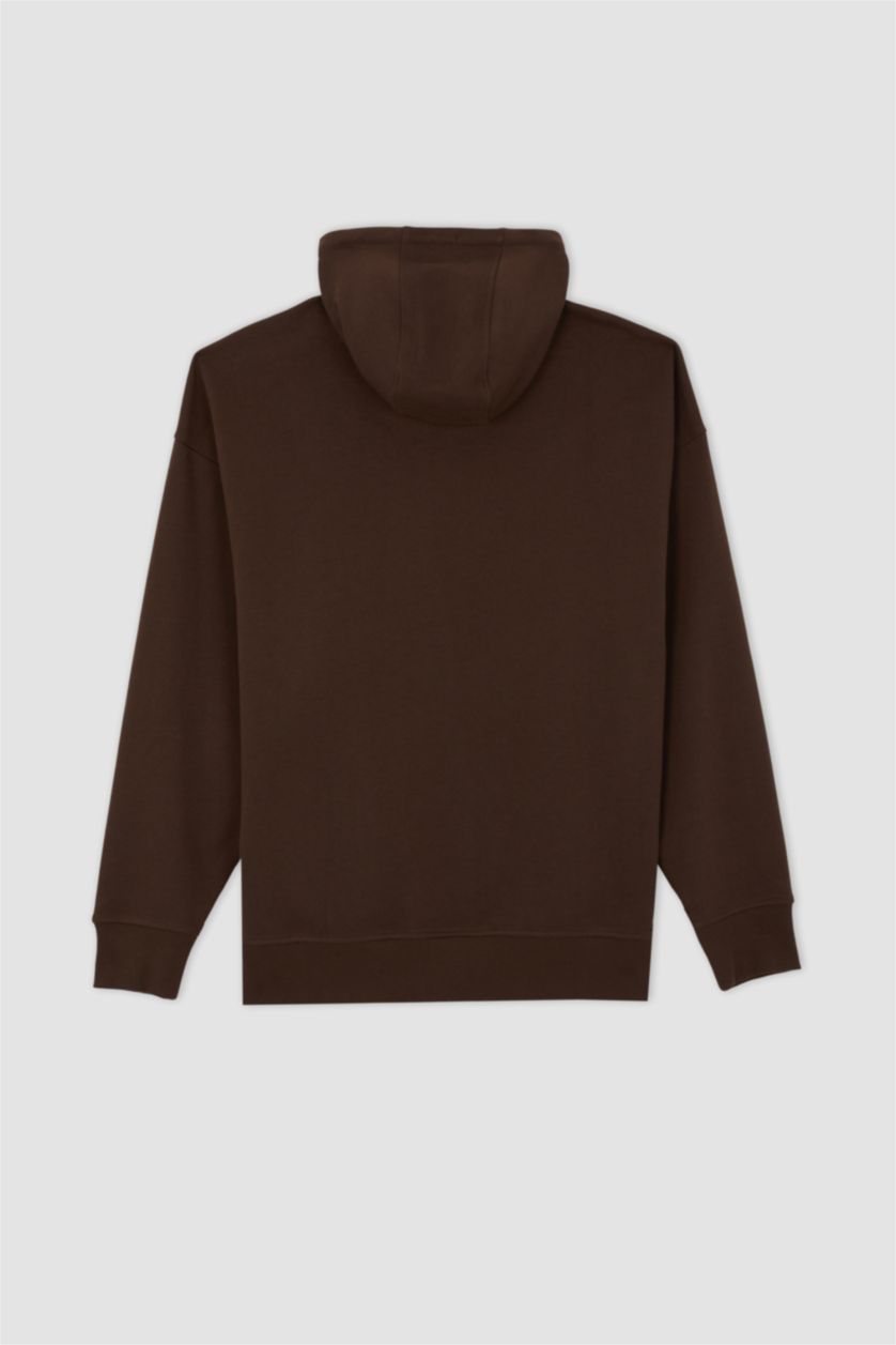 Erkek Kahve Oversıze Sweatshirt