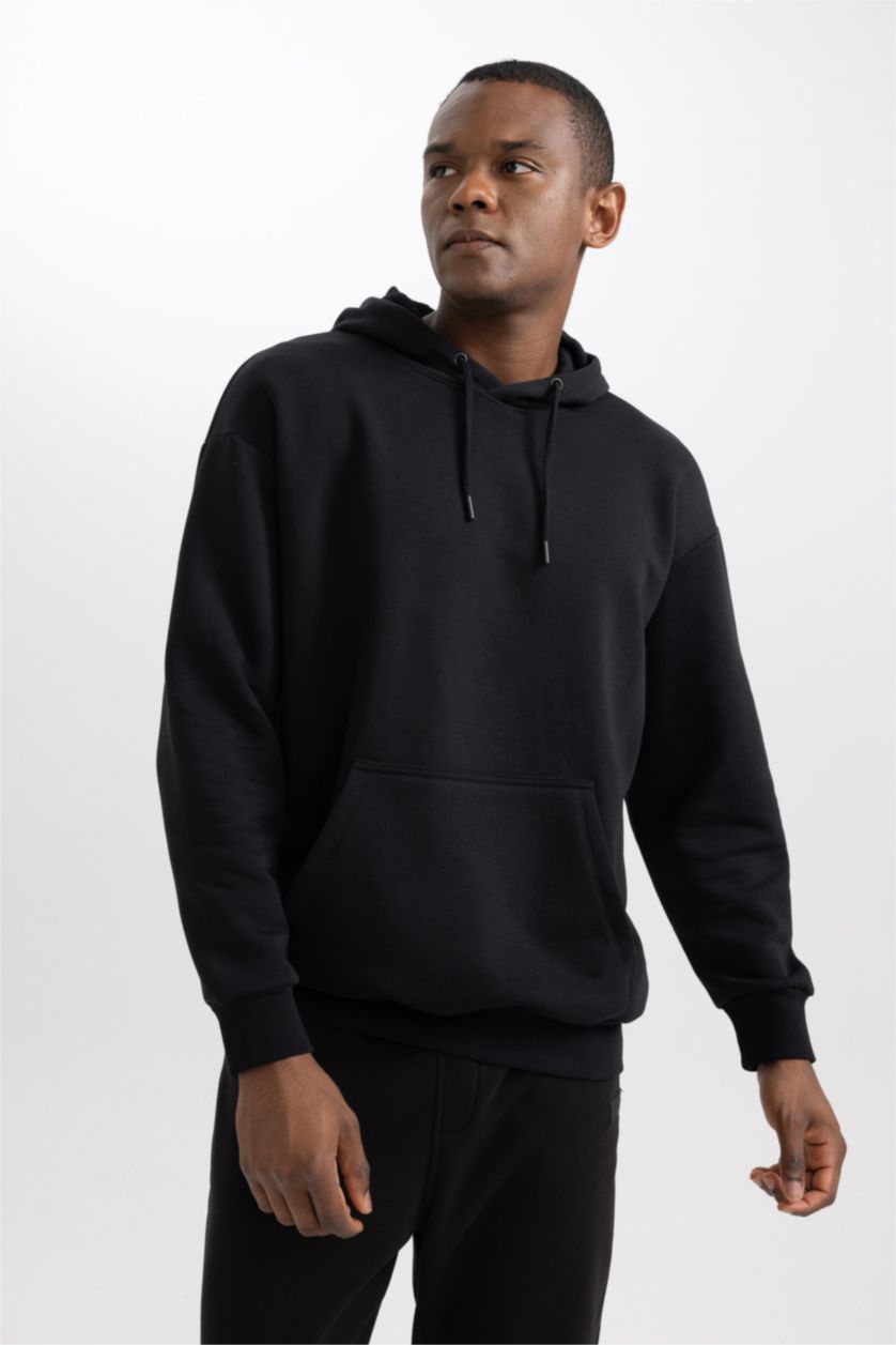HOMME Noir Sweat À Capuche Coupe Oversize