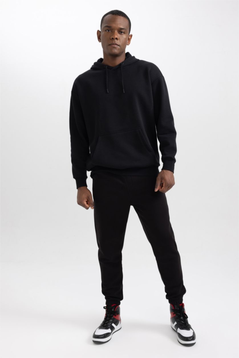 HOMME Noir Sweat À Capuche Coupe Oversize