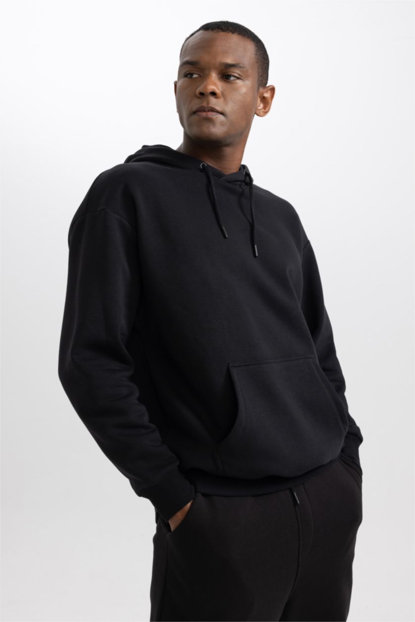 HOMME Noir Sweat À Capuche Coupe Oversize