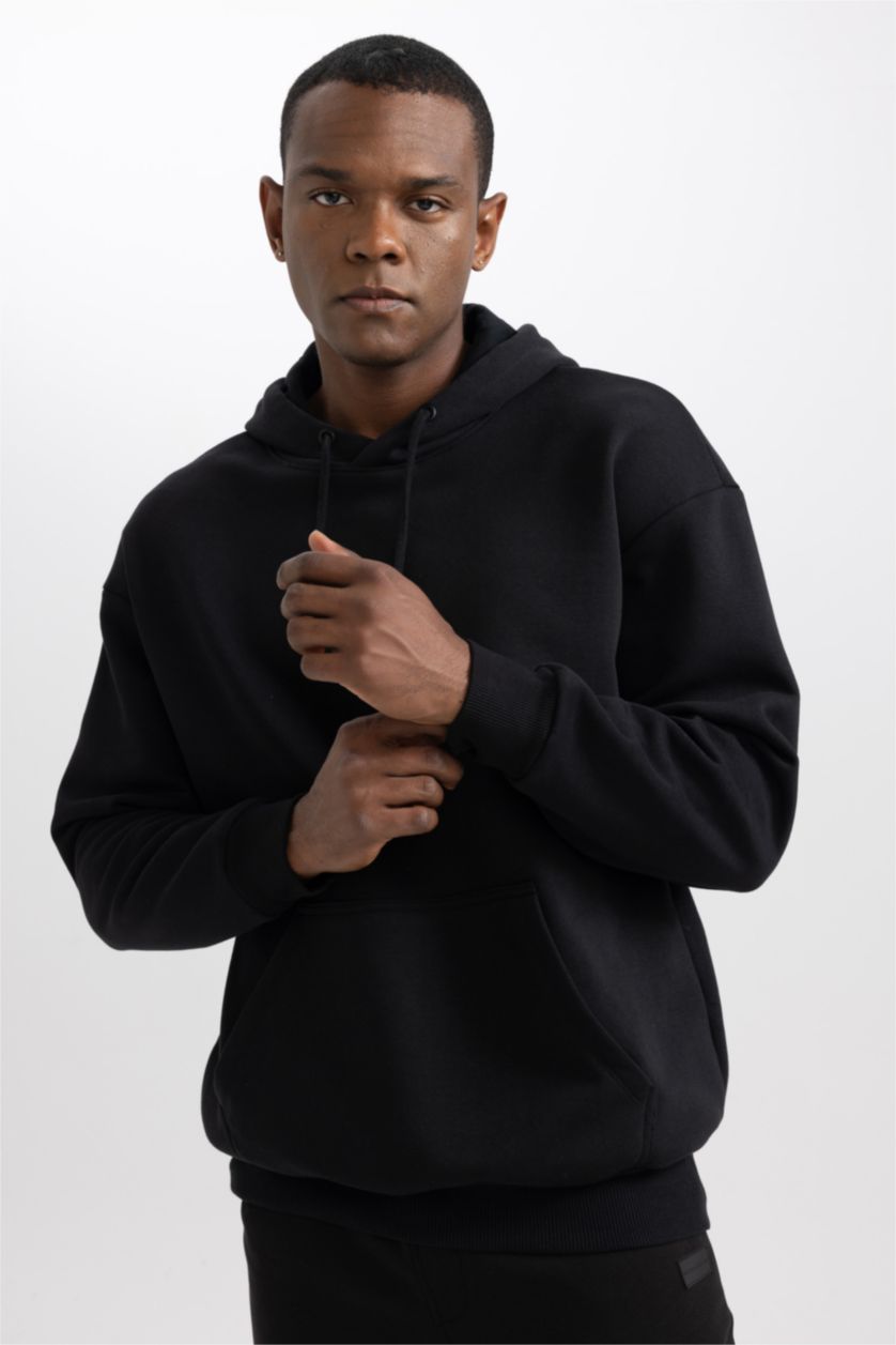 HOMME Noir Sweat À Capuche Coupe Oversize